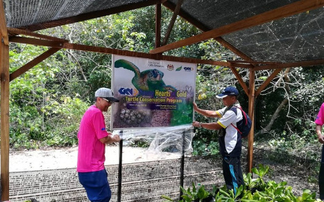 GKN Automotive employees and local children build nesting area for turtles