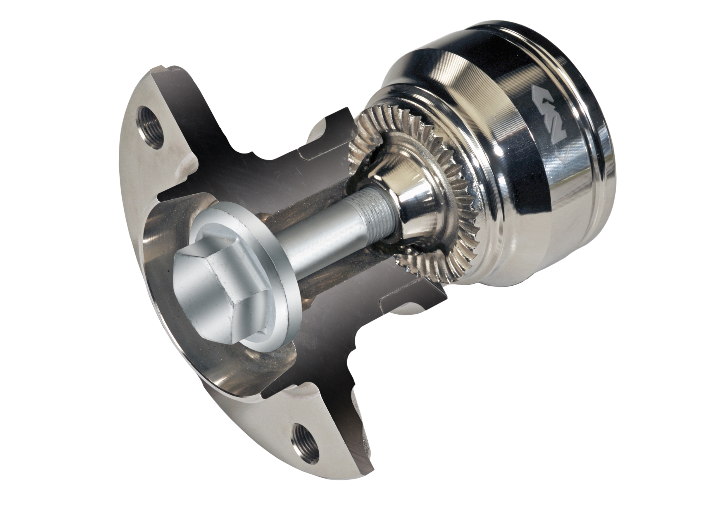 With only one bolt and the help of the cone, the Face Spline joint is securely connected and centred to the wheel hub. Thanks to the wide spline surface, the joint is more efficient than conventional pin solutions.