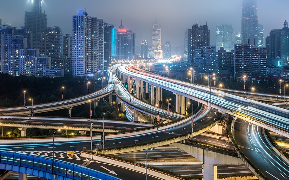 Busy Shanghai road intersection