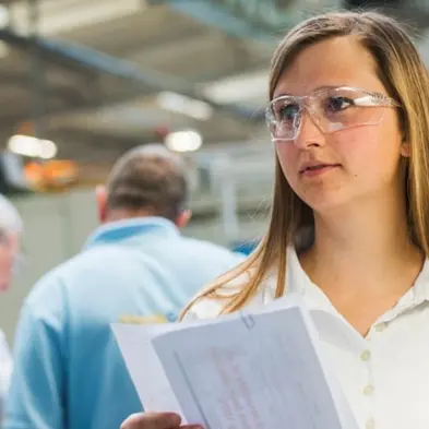 Woman with safety goggles